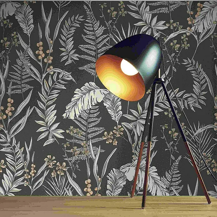 Tadessi Vliestapete M1-No.4517 - Schwarz, Floral, 10,05 x 0,53 m