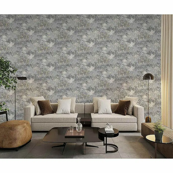 Tadessi Vliestapete M1-No.4438 - Grau, Floral, 10,05 x 0,53 m