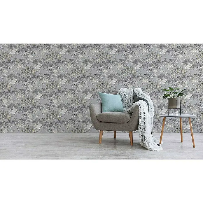 Tadessi Vliestapete M1-No.4438 - Grau, Floral, 10,05 x 0,53 m