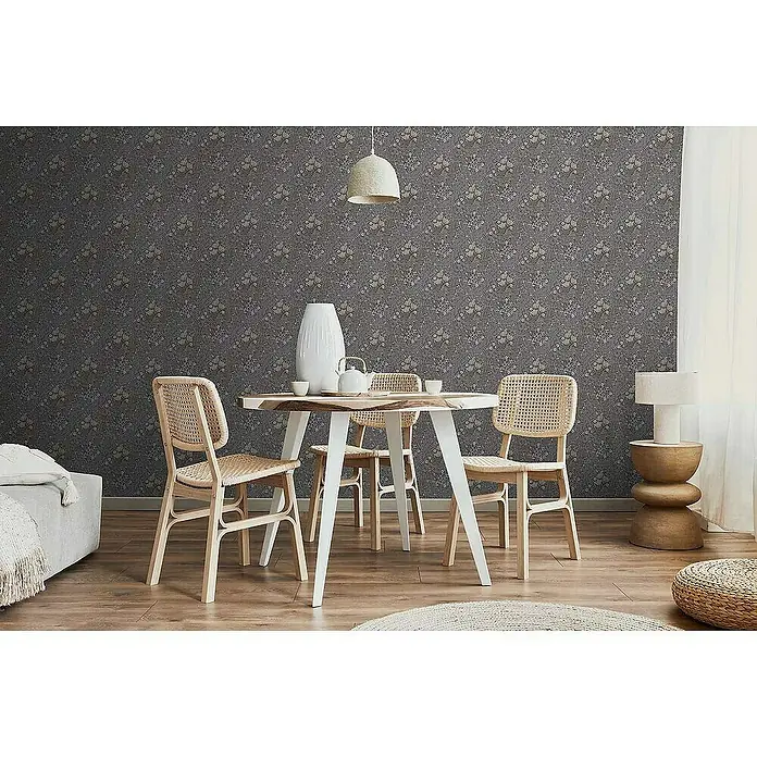 Tadessi Vliestapete M1-No.4134 - Grau, Floral, 10,05 x 0,53 m