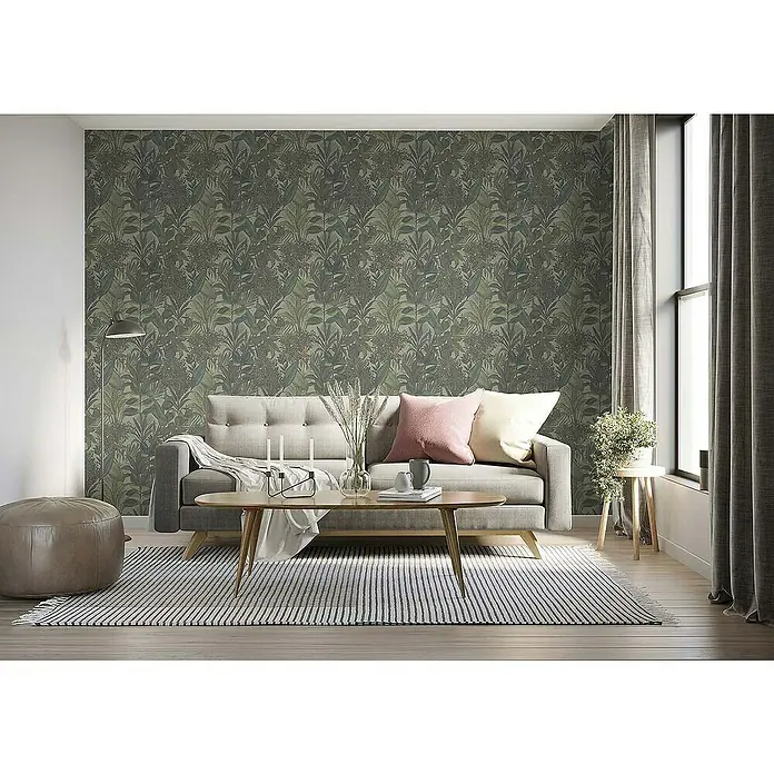 Tadessi Vliestapete M1-No.4515 - Grün, Floral, 10,05 x 0,53 m