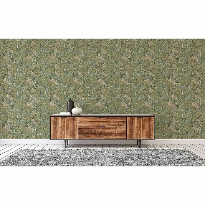 Tadessi Vliestapete M1-No.4525 - Grün, Floral, 10,05 x 0,53 m