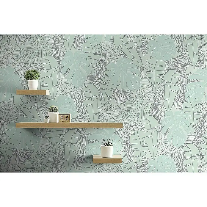 Tadessi Vliestapete M1-No.4113 - Türkis, Floral, 10,05 x 0,53 m