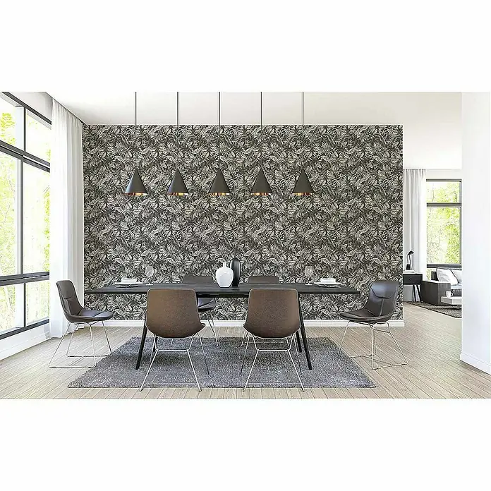 Tadessi Vliestapete M1-No.4493 - Schwarz, Floral, 10,05 x 0,53 m
