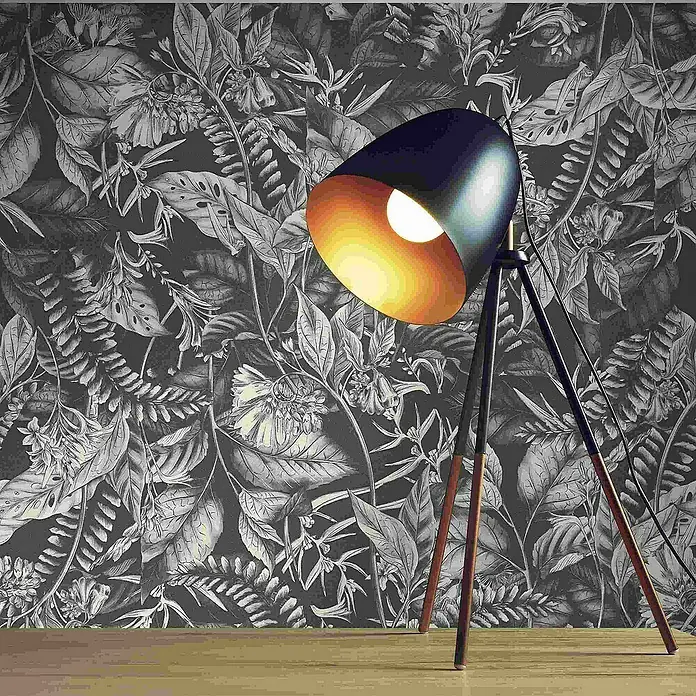 Tadessi Vliestapete M1-No.4493 - Schwarz, Floral, 10,05 x 0,53 m