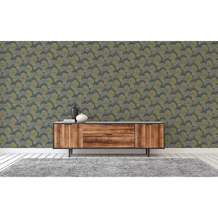 Tadessi Vliestapete M1-No.3959 - Türkis, Floral, 10,05 x 0,53 m