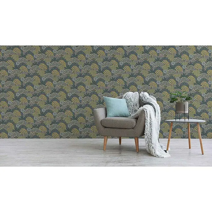 Tadessi Vliestapete M1-No.3959 - Türkis, Floral, 10,05 x 0,53 m