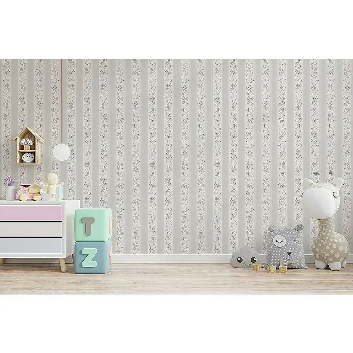 Tadessi Vliestapete M1-No.4282 - Grau, Floral, 10,05 x 0,53 m