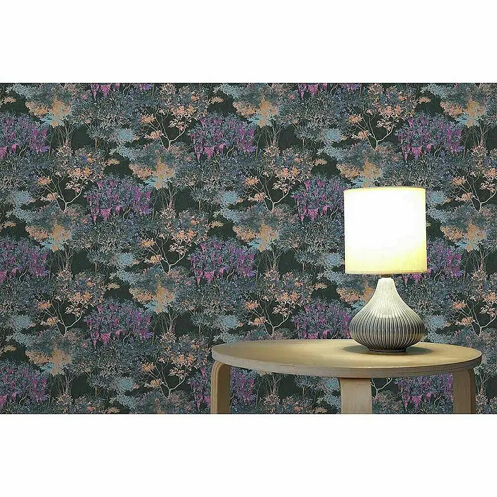 Tadessi Vliestapete M1-No.4435 - Schwarz, Floral, 10,05 x 0,53 m