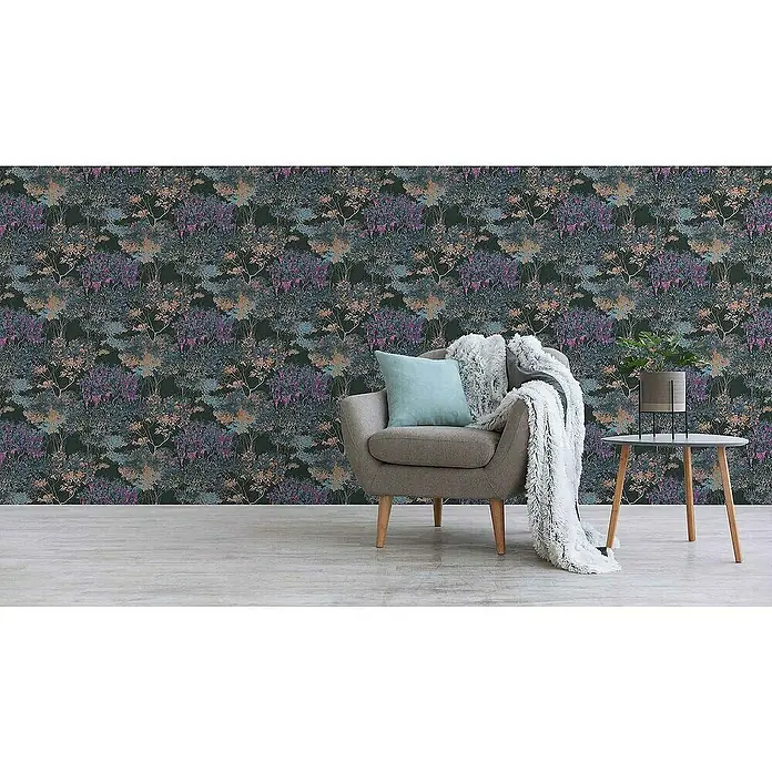 Tadessi Vliestapete M1-No.4435 - Schwarz, Floral, 10,05 x 0,53 m