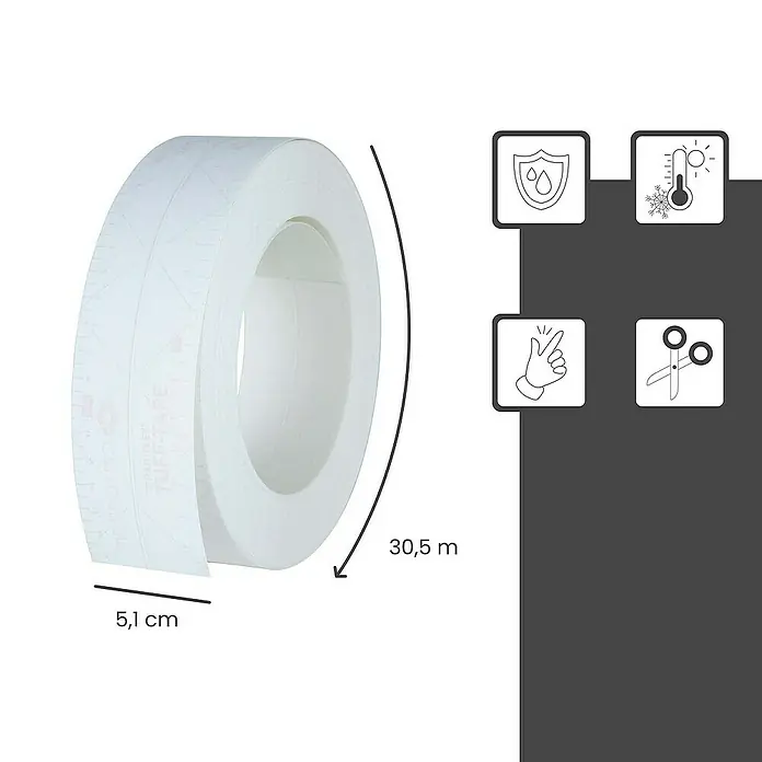 Strait-Flex Kantenschutz für Trockenbau 30m Tuff Tape Eckschiene, Kantenschutz Weiß - Weiß