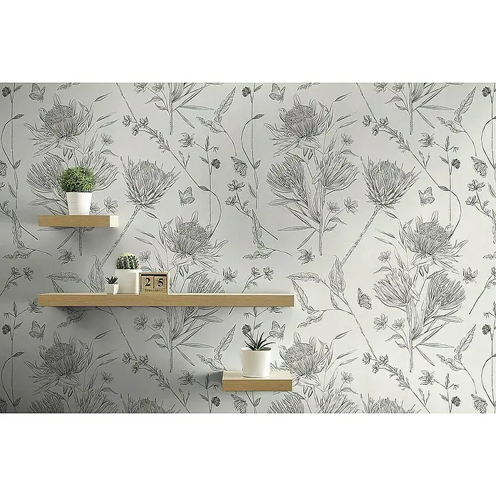 Tadessi Vliestapete M1-No.4500 - Schwarz, Floral, 10,05 x 0,53 m