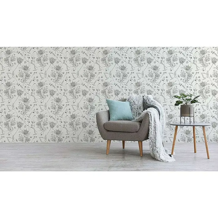 Tadessi Vliestapete M1-No.4500 - Schwarz, Floral, 10,05 x 0,53 m