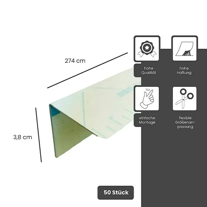 Strait-Flex Kantenschutz für Trockenbau 50x Kantenprofil 274cm Big-Stick 300 90 Grad Weiß - Weiß