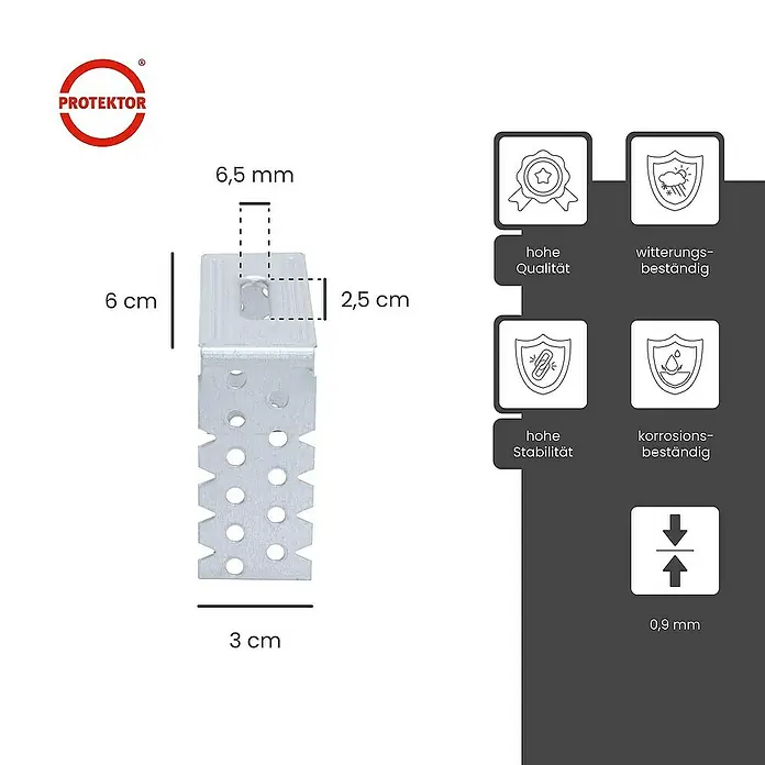 Protektor Montagezubehör für Trockenbau 100x Direktabhänger 65mm Deckenabhänger für CD Profil 60/27 Silber - 