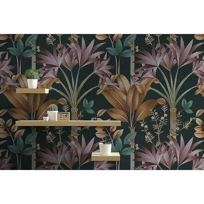 Tadessi Vliestapete M1-No.4430 - Schwarz, Floral, 10,05 x 0,53 m