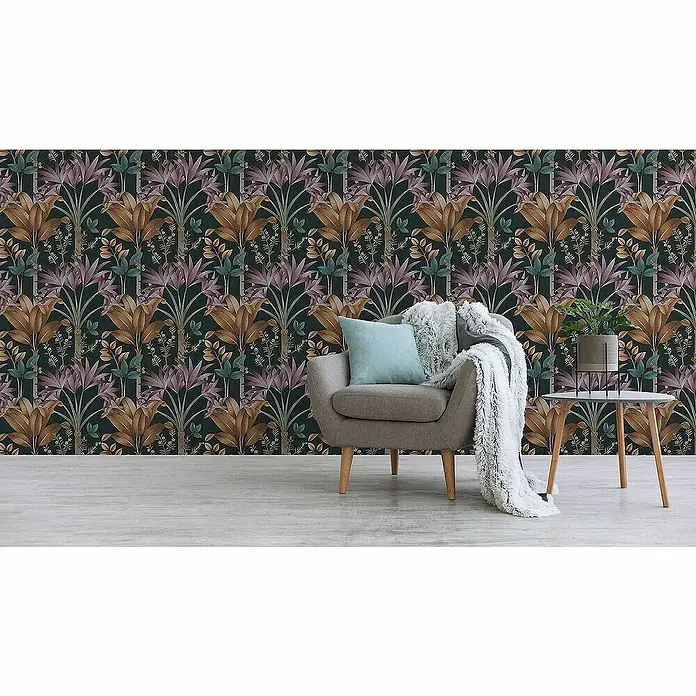 Tadessi Vliestapete M1-No.4430 - Schwarz, Floral, 10,05 x 0,53 m