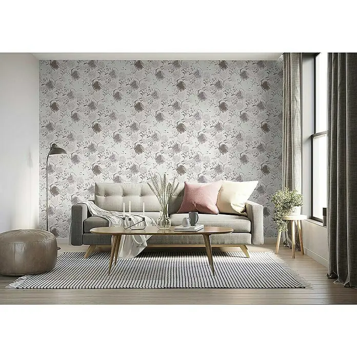 Tadessi Vliestapete M1-No.4090 - Weiß, Floral, 10,05 x 0,53 m