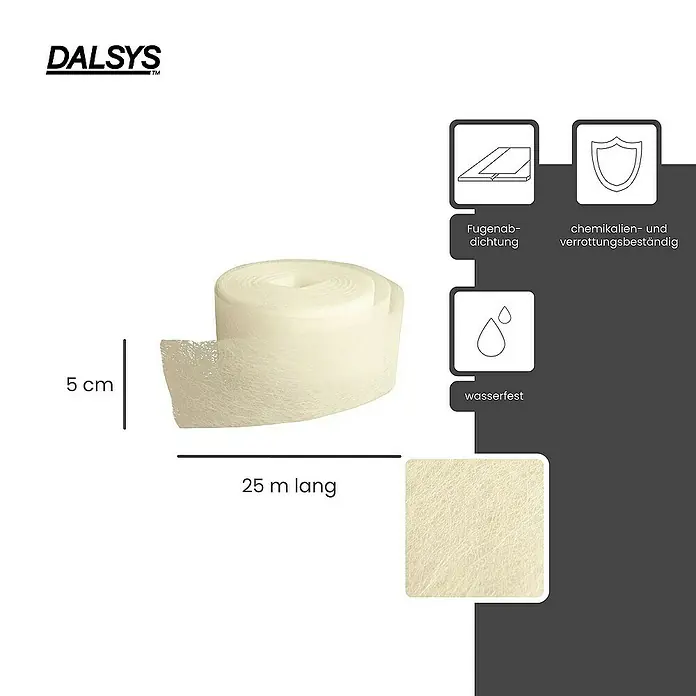 Dalsys Fugenband 25m Glasfaser 5cm Weiß - 