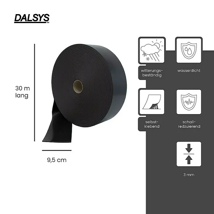 Dalsys Trennwandband 30m Abdeckband selbstklebend 95mm Schwarz - 