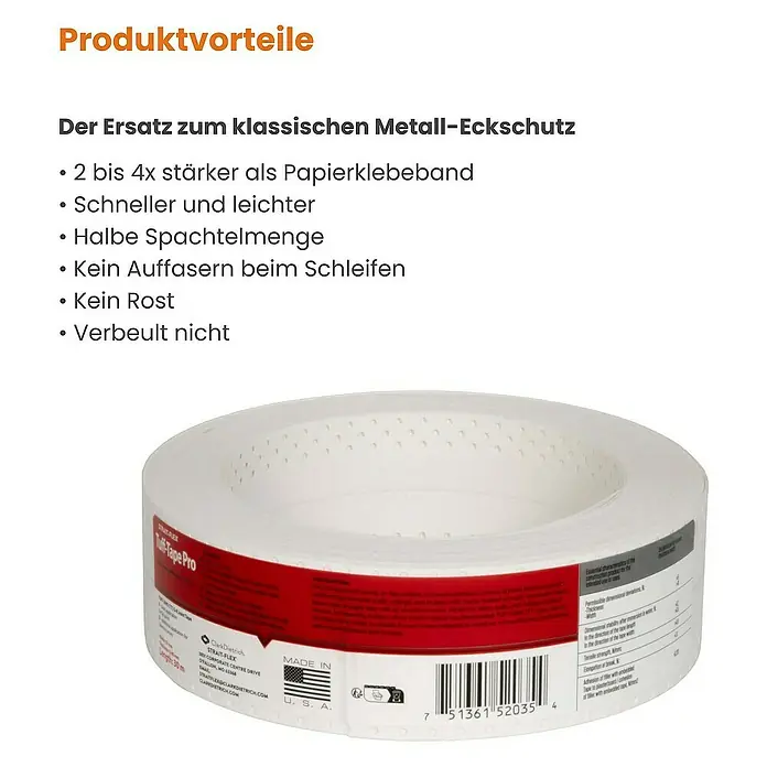 Strait-Flex Fugenband Tuff Tape Pro 30m für Trockenbau-Eckschutz und Fugenarmierung - 