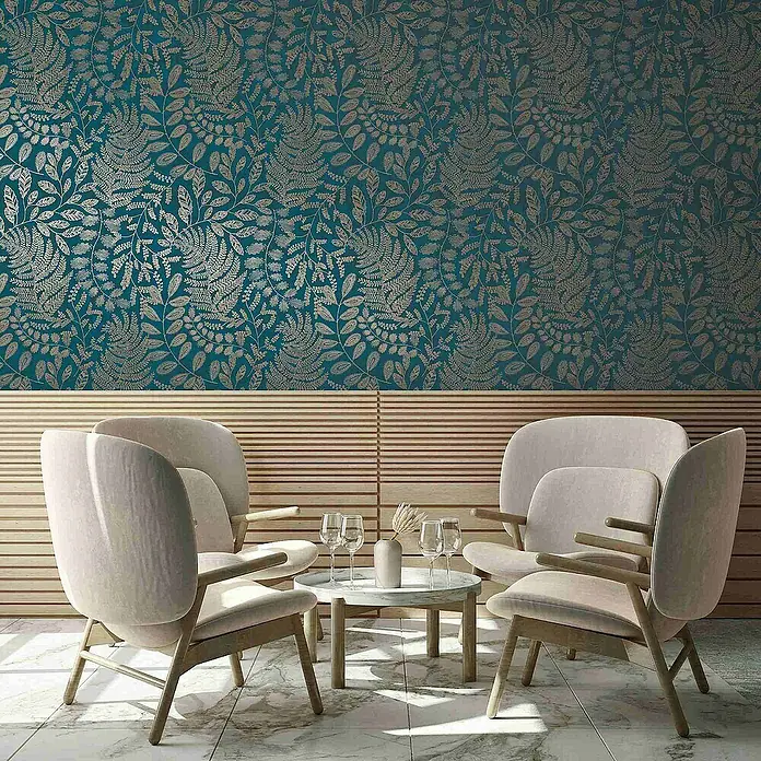 Tadessi Vliestapete M1-No.4066 - Blau, Floral, 10,05 x 0,53 m
