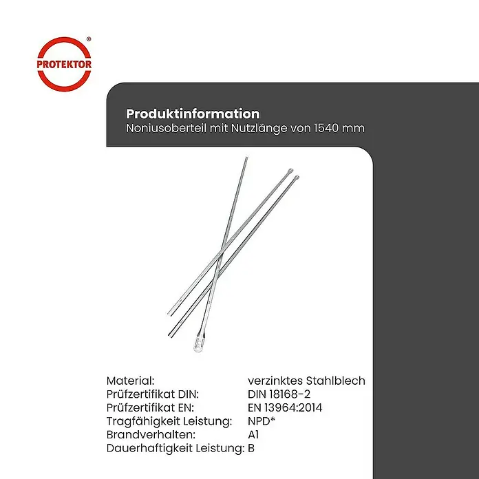 Protektor Montagezubehör für Trockenbau 100x Nonius Abhänger Oberteil 1540mm Silber - 