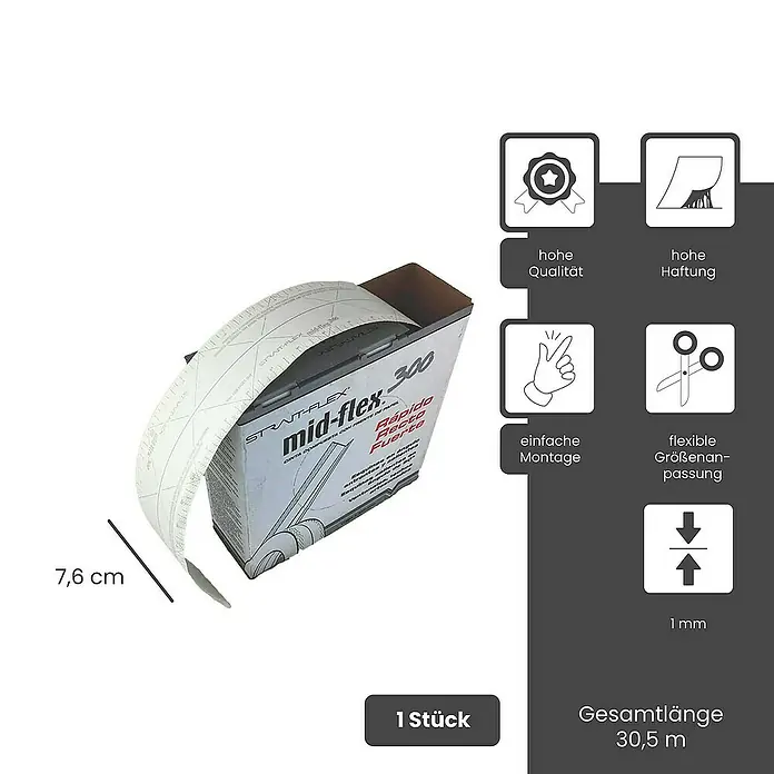 Strait-Flex Kantenschutz für Trockenbau 30,5m Kantenprofil Rolle Mid-Flex 300 flex. Winkel Weiß - Weiß