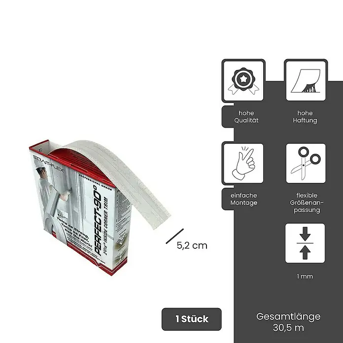 Strait-Flex Kantenschutz für Trockenbau 30,5m Kantenprofil Rolle PERFECT 90 Grad Weiß - Weiß