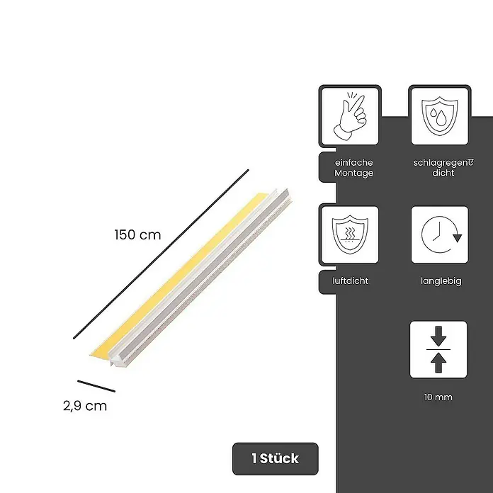 Protektor Kantenschutz für Trockenbau 150cm Anputzleiste 10mm Schutzlippe Weiß - Weiß