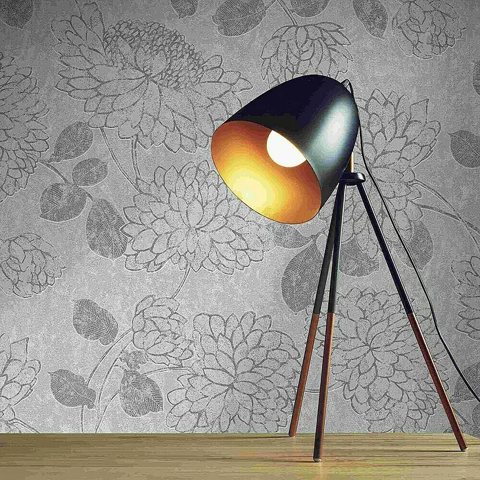 Tadessi Vliestapete M1-No.4180 - Grau, Floral, 10,05 x 0,53 m