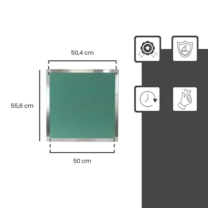 Protektor Montagezubehör für Trockenbau 50cm x 50cm Revisionsklappe Alu Rahmen 12mm GK-Einlage Silber - 