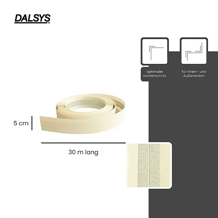 Dalsys Kantenschutz für Trockenbau 30m Kantenschutz 5cm Trockenbau Weiß - Weiß