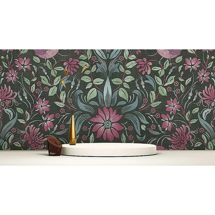 Tadessi Vliestapete M1-No.4303 - Schwarz, Floral, 10,05 x 0,53 m