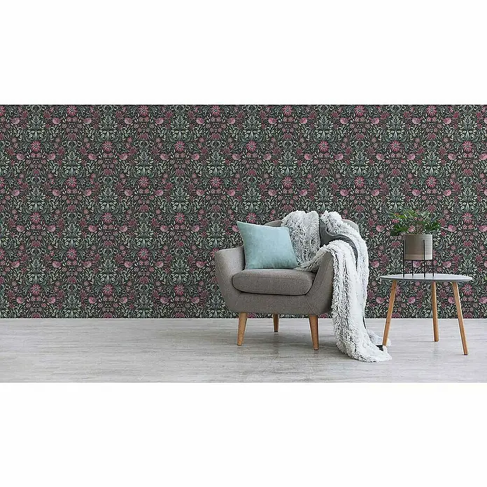 Tadessi Vliestapete M1-No.4303 - Schwarz, Floral, 10,05 x 0,53 m