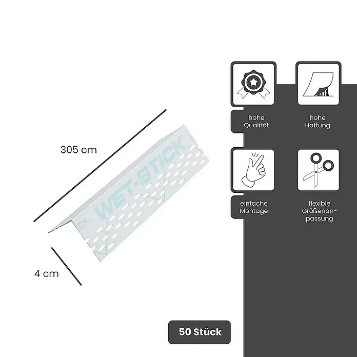 Strait-Flex Kantenschutz für Trockenbau 50x Kantenprofil 274cm Wet-Flex 100 90 Grad Weiß - Weiß