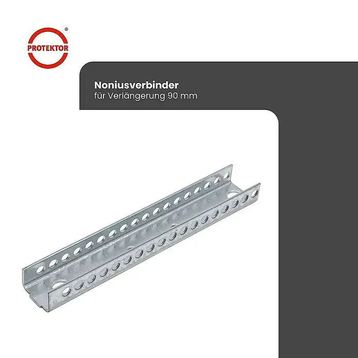 Protektor Montagezubehör für Trockenbau 90mm Nonius Verbinder Verlängerung Silber - 