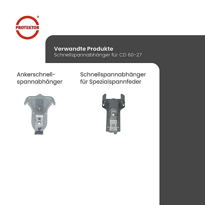 Protektor Montagezubehör für Trockenbau Schnellabhänger CD Profil 60/27 Silber - 