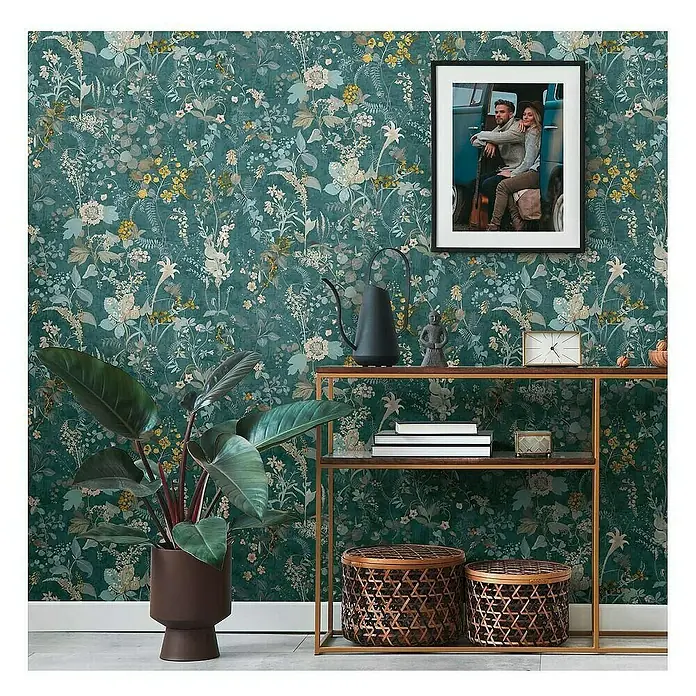 Tadessi Vliestapete M1-No.4049 - Blau, Floral, 10,05 x 0,53 m