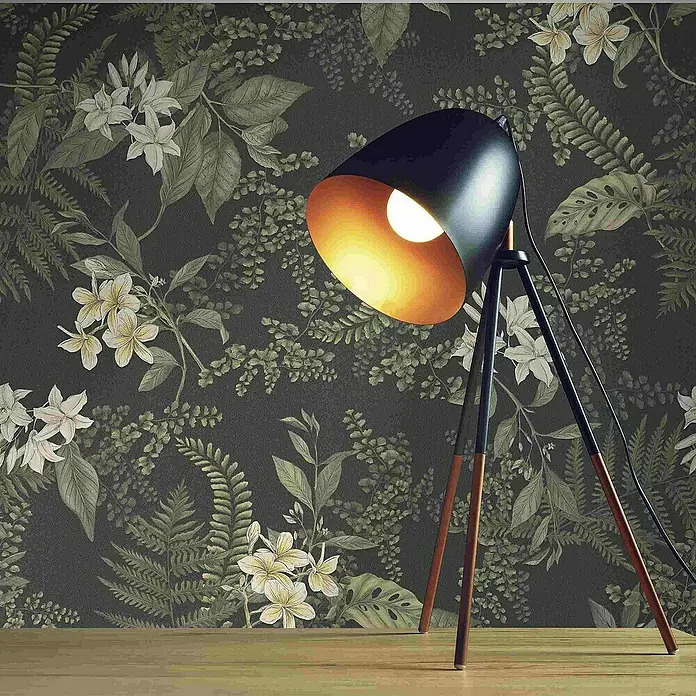 Tadessi Vliestapete M1-No.4491 - Schwarz, Floral, 10,05 x 0,53 m