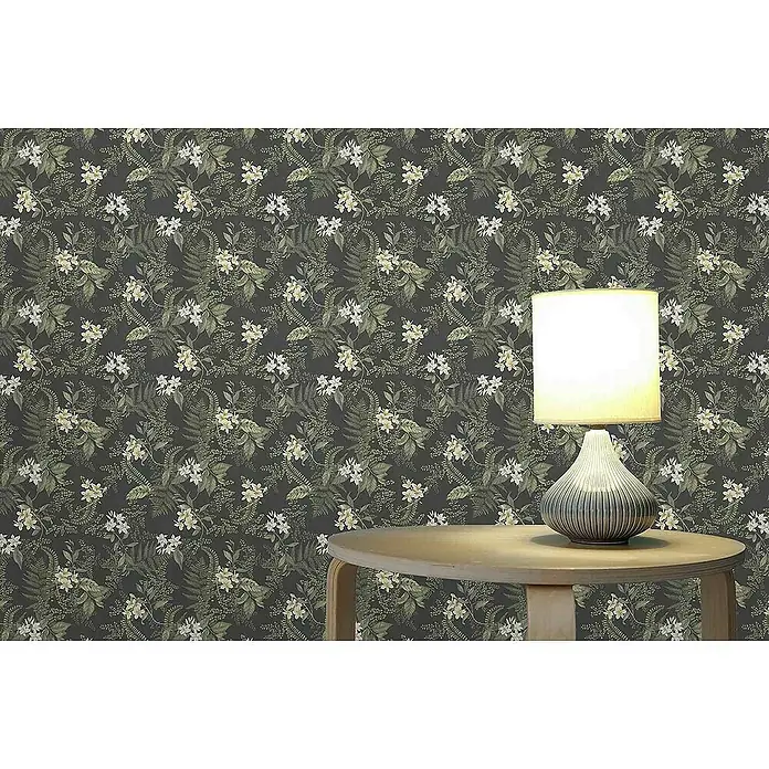 Tadessi Vliestapete M1-No.4491 - Schwarz, Floral, 10,05 x 0,53 m