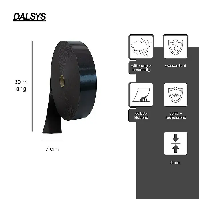 Dalsys Trennwandband 30m Abdeckband selbstklebend 70mm Schwarz - 