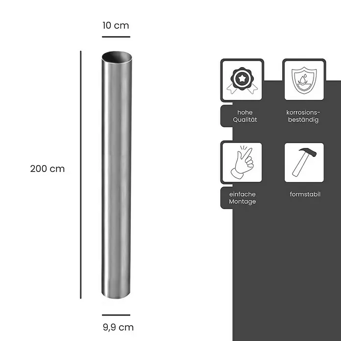 Zambelli Dachrinne 2m Fallrohr gefalzt DN 100 Zink Silber - Nennweite: 100 mm, Stahl, Silber