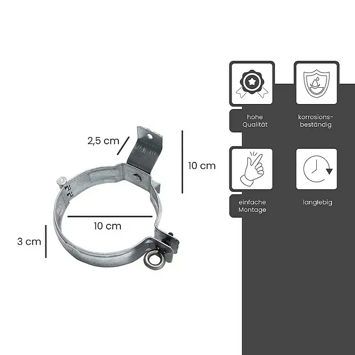 Zambelli Dachrinne Rohrschelle DN 100 Fallrohrschelle verzinkt Silber - Nennweite: 100 mm, Stahl, Silber