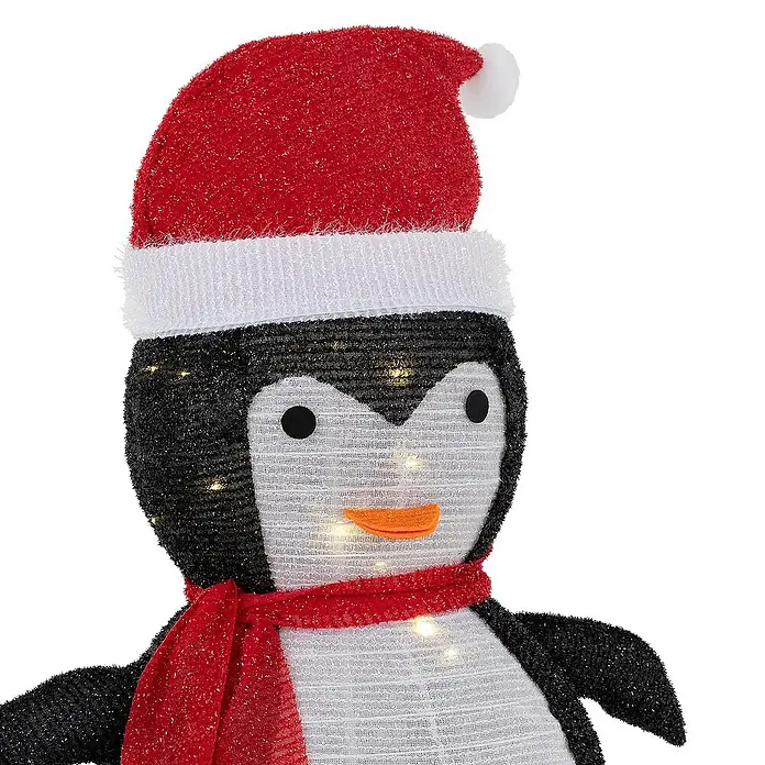 ECD Germany LED-Weihnachtsdekofigur Winter Gartenfigur Beleuchtete Garten Winterdeko - 58 x 32 x 68 cm, Rot, Schwarz, Weiß, Akkubetrieben, LED