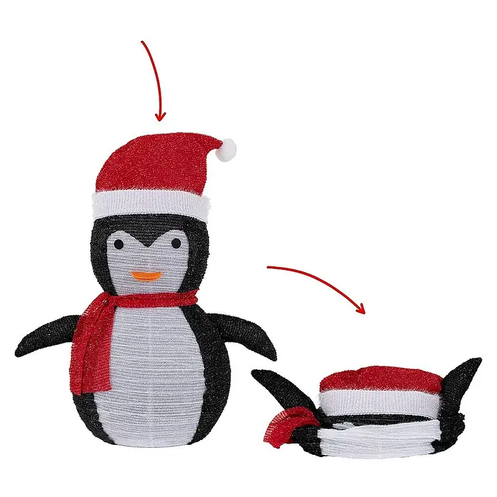 ECD Germany LED-Weihnachtsdekofigur Winter Gartenfigur Beleuchtete Garten Winterdeko - 58 x 32 x 68 cm, Rot, Schwarz, Weiß, Akkubetrieben, LED