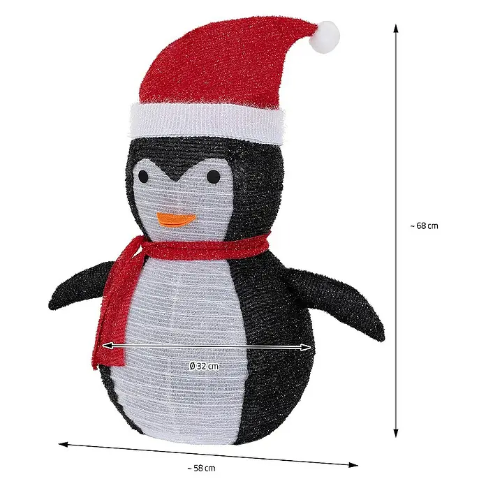 ECD Germany LED-Weihnachtsdekofigur Winter Gartenfigur Beleuchtete Garten Winterdeko - 58 x 32 x 68 cm, Rot, Schwarz, Weiß, Akkubetrieben, LED