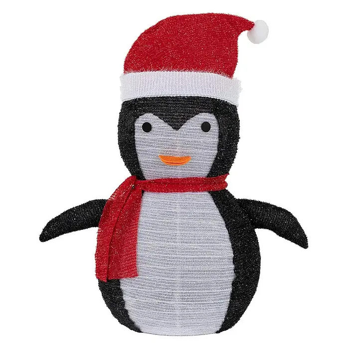 ECD Germany LED-Weihnachtsdekofigur Winter Gartenfigur Beleuchtete Garten Winterdeko - 58 x 32 x 68 cm, Rot, Schwarz, Weiß, Akkubetrieben, LED