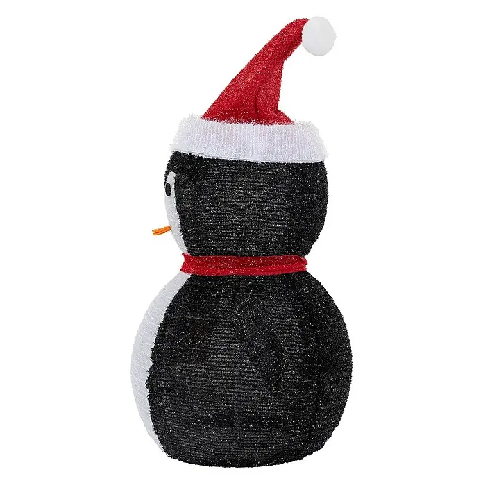 ECD Germany LED-Weihnachtsdekofigur Winter Gartenfigur Beleuchtete Garten Winterdeko - 58 x 32 x 68 cm, Rot, Schwarz, Weiß, Akkubetrieben, LED