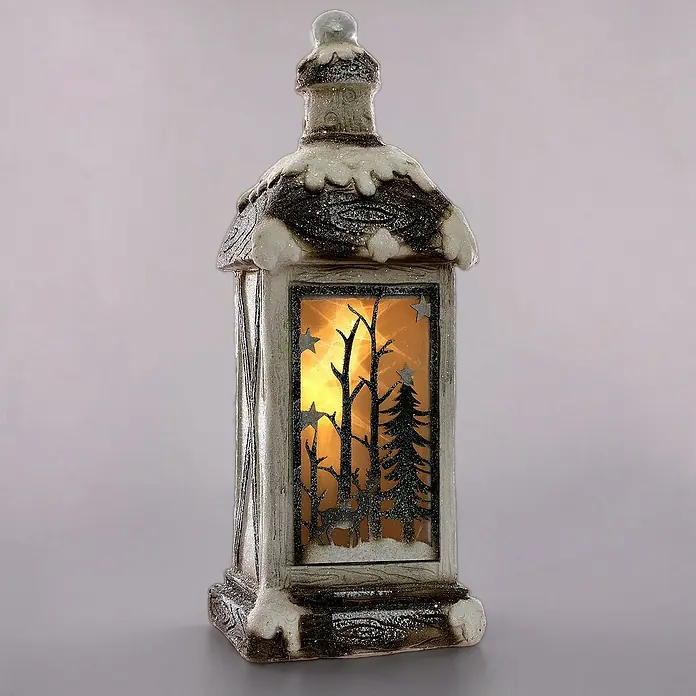 ECD Germany LED-Weihnachtsdekofigur 3D Deko Aufsteller Ornament Weihnacht Dekofigur - 19 x 22 x 60 cm, Weiß, Beige, Grün, Akkubetrieben, LED
